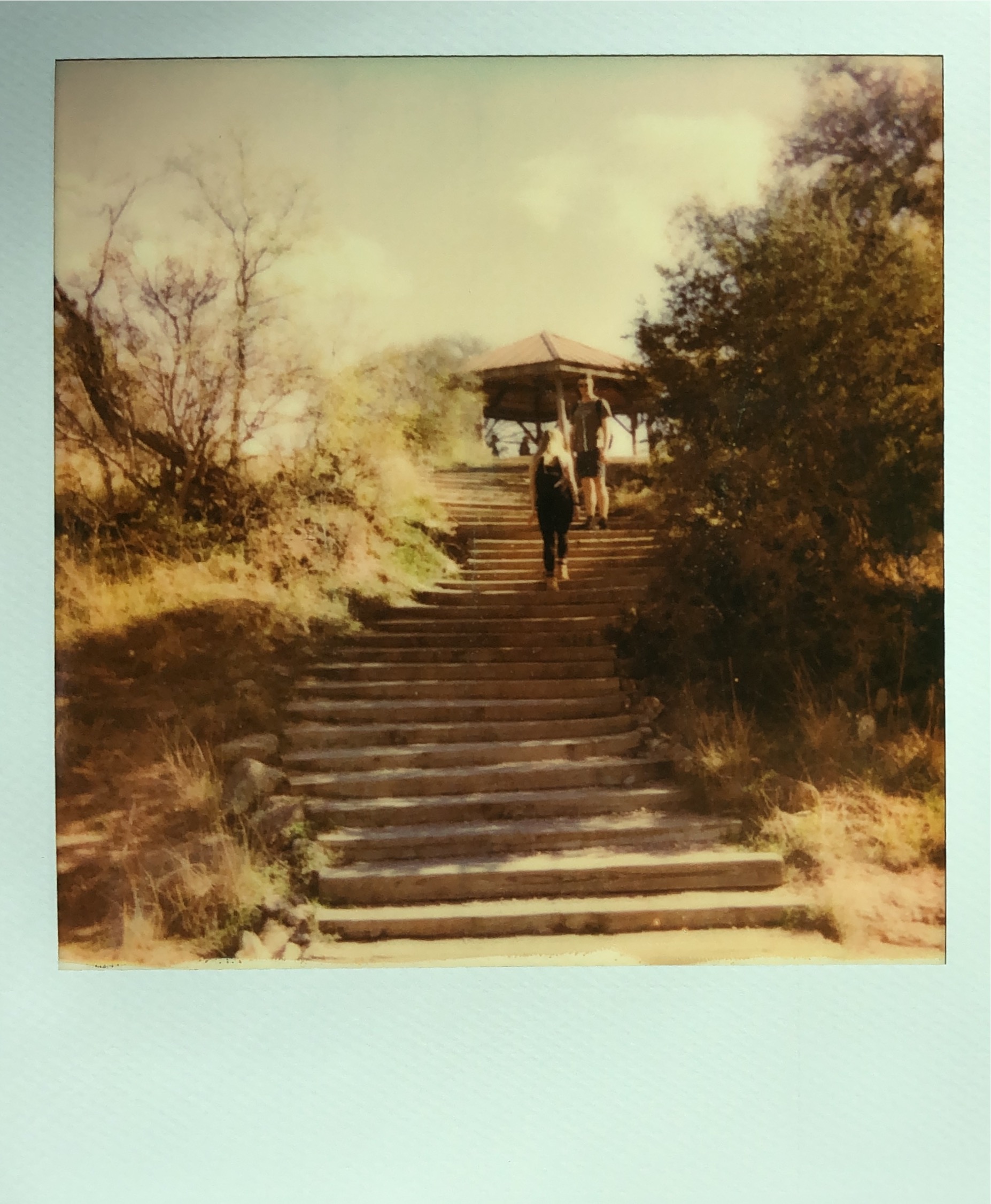 These are the stairs to the parking area, not up the batholith
